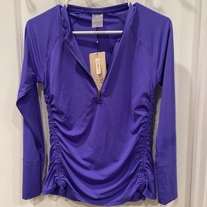 Calia by Carrie Underwood rouched rash guard top. NWT size small blue violet.